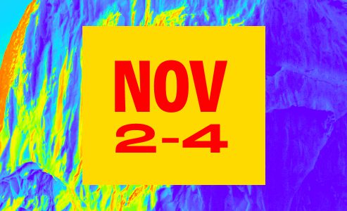 a saturated background with red text that says "Nov 2-4"